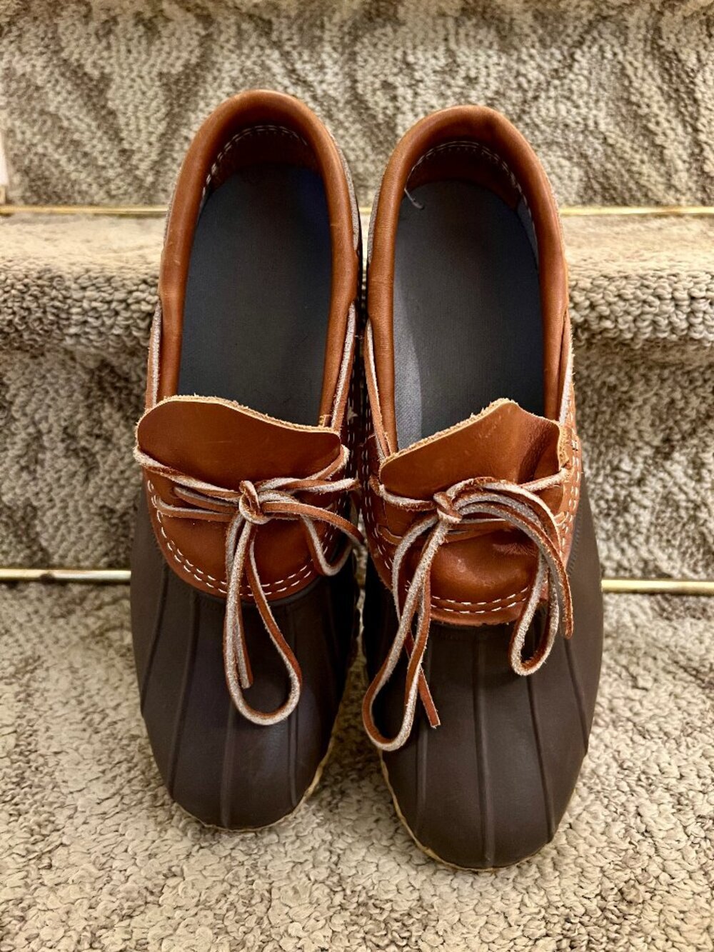 Womens L.L. Bean Brown Tan Rubber Moc Low Top Boot Shoes Size 10 N Narrow - Picture 3 of 8